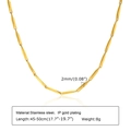 Detail of 2mm gold-plated stainless steel melon seed chain with length specifications - Gold Melon Seed Chain 2mm*45+5cm
