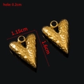 Golden heart-shaped hammered stainless steel pendant charms 1.6cm x 1.15cm with loop - Style D Heart Pendant / 5 Pieces / Gold