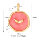 Pink enamel round wing pendant charm for DIY jewelry making in 13mm diameter - K074351A Wing Orange Pink Disc