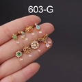 Set di 8 orecchini a lobo in acciaio dorato con zirconi colorati forme animali e fiori - Stile Ragno (3#) / Oro