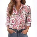 Overhemd met lange mouwen en bloemenprint met reverskraag in roze en geel - S / Roze Paisley