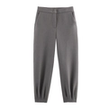 Women's grey high-waisted blazer pants set with shoulder pads and side pockets - XS / Trousers