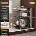 Three-tier gunmetal grey stainless steel pot rack with adjustable non-slip feet - Upgraded-3 Tier / Gunmetal