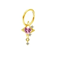 Anello al naso dorato con gemma a cuore rosa e ali di zircone su sfondo bianco - Cornice Cuore Rosa Oro (#17)