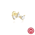 Elegant gold S925 sterling silver ear stud with white cubic zirconia and flat back design - Star Crown Mix Gold (#8)