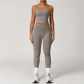 Ensemble de yoga deux pièces taupe pour femme avec brassière et legging taille haute - S / Gris Givré (Débardeur + Pantalon)