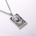 Silver stainless steel rectangular Cancer zodiac pendant necklace on a clean white background - Cancer / Steel