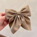 Mocha double-layered bow hair clip featuring premium matte fabric and large claw design - Light Coffee