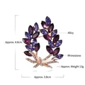 Elegant purple leaf brooch with alloy and rhinestones, sized 4.8cm x 3.8cm for women - Purple Marquise Gemstone Leaves (HC0016)