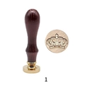 Vintage wax seal stamp with rosewood handle and brass head featuring a crown engraving - Painted Handle + Brass Head Crown 01