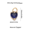 Golden heart-shaped copper pendant with blue zircon stone for DIY jewelry making - Cx134-4 / 18K Gold