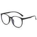 Occhiali tondi oversize con montatura nera classica e lenti anti luce blu - Montatura nero lucido