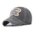 Gorra de béisbol de algodón gris lavado con parche bordado DOG vibes Only efecto desgastado - Ajustable / Gris