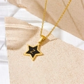 Gold star necklace with black pentagram pendant and letter Z on beige stone display - Letter Z Style (D112)
