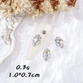 Aurora crystal nail art charm with silver metal base, size 1.0x0.7cm and weight 0.3g - Mini Water Drop