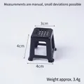 Miniature black dollhouse stool model, 4cm height, small plastic toy furniture accessory - Black