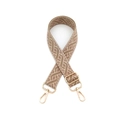 Vue détaillée d'une bandoulière tissée beige et marron avec boucles en métal doré - Quincaillerie Dorée / Rose chair