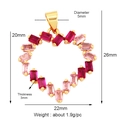 Pink to red gradient heart pendant in gold plated copper with detailed dimensions - Gradient Gemstone Heart / Pink Gradient
