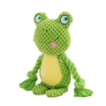 Green plush frog pet squeaky toy with durable cotton rope arms for interactive dog training - Frog