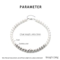 Dettagli della collana con perle bianche da 10mm e sfere in acciaio lucido con misure - Colore Acciaio(KN288915-Z)