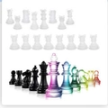 Moulage de pièces d'échecs en résine, finitions blanc givré et multi-couleurs - Lot de 16 Moules de Pièces de Échecs