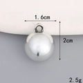 Detailed view of a 1.6cm x 2cm silver metal ball pendant showing precise dimensions and weight - 16mm*20mm Round Bead / Silver