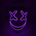 Black LED smile mask with glowing purple light eyes and mouth for Halloween party - X-Eyes Style (Purple Light)