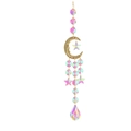 Acchiappasole dorato con luna crescente e prismi di cristallo rosa per giardino - Faccia di Luna Stile 2