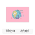 Pink Little Mermaid greeting card with Princess of the Sea design, single sided, 12x8cm - Mermaid Greeting Card 1 / 12*8cm