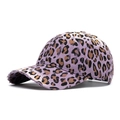 Distressed purple leopard print baseball cap with vintage worn-out hole details - Adjustable / Light Purple