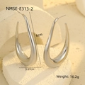Detalle de pendientes grandes plateados en forma de U con medidas de 6cm y peso de 16,2g - Estilo de Gota de Agua en Forma de U (NMSE-E313-2) / Plateado