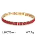 6mm tennis bracelet with gold setting and rectangular red zircons in 200mm length - Style A Red Zirconia (KB165619-Z) / Gold