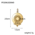 Detailed dimensions of the gold vintage sun pendant, 2.0cm height with 2.7g weight - FP28963D0W0-Gold Beaded Sun