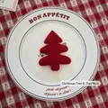 7x8cm red felt Christmas tree pendant with knitted texture for DIY holiday decor - Christmas Tree B-03