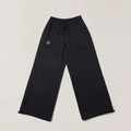 Pantaloni larghi neri con logo floreale bianco e cintura con coulisse regolabile - XS / Nero Selvaggio
