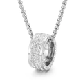 Silberne Hip-Hop-Ring-Halskette mit vier Reihen funkelnder Kristalle an einer Box-Kette - Silberner Verdickter Vierreihiger Zirkon-Stil (KN31233)