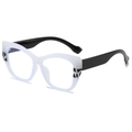 Monture de lunettes œil de chat bicolore blanc et noir avec motifs tachetés - Cadre Blanc