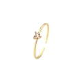 Minimalist s925 gold heart ring with champagne zircon and adjustable open band - Champagne Zirconia/Gold Color