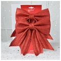 Set of two red glitter Christmas bows with sparkling finish for festive tree decoration - Medium-Red-2Pcs