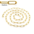 Golden 10x4mm rectangular paperclip link chain necklace with lobster clasp - Round Wire Cross Chain / Bracelet 20CM / Gold