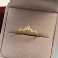 Bague couronne dorée raffinée ornée de zircons marquises transparents et vert citron - Or / Style Luxe Couronne de Palais (Style 25)