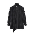 Elegantes Polka-Dot-Chiffonkleid mit Schluppenkragen und Puffärmeln für einen edlen Look - XS / Schwarzer Polka Dot