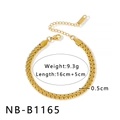 Golden woven mesh link chain bracelet with lobster clasp and adjustable extension - Flat Snake Bone Chain (NB-B1165)