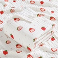 6-layer cotton gauze baby towel with strawberry and star print in soft bubble gauze texture - Straight Edge-Smiling Strawberry