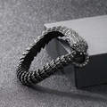 Vue détaillée du bracelet en acier inoxydable à texture d'écailles de serpent vintage - 18cm / Noir Antique (KB129153-BDJX)