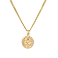 Pisces zodiac necklace in 18K gold finish with embossed pendant and delicate rope chain - Pisces (YSN860GL-SY)