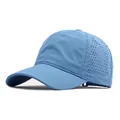 Casquette de baseball bleu ciel respirante pour grandes têtes avec aération découpée au laser - Bleu lac