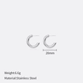 Minimalistische 20mm Silberne Creolen aus Edelstahl für Damen in polierter Optik - 20mm Stahlfarbe