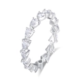Elegant S925 sterling silver ring with pear-cut zircon stones shown from a side view - US 5 / Waterdrop Row Style (FDJZ-126)