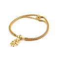 Bracciale a doppia catena dorata con pendente Mano di Fatima e Stella di David - Stile Hamsa Stella di David Dorata (KB130351-Z)